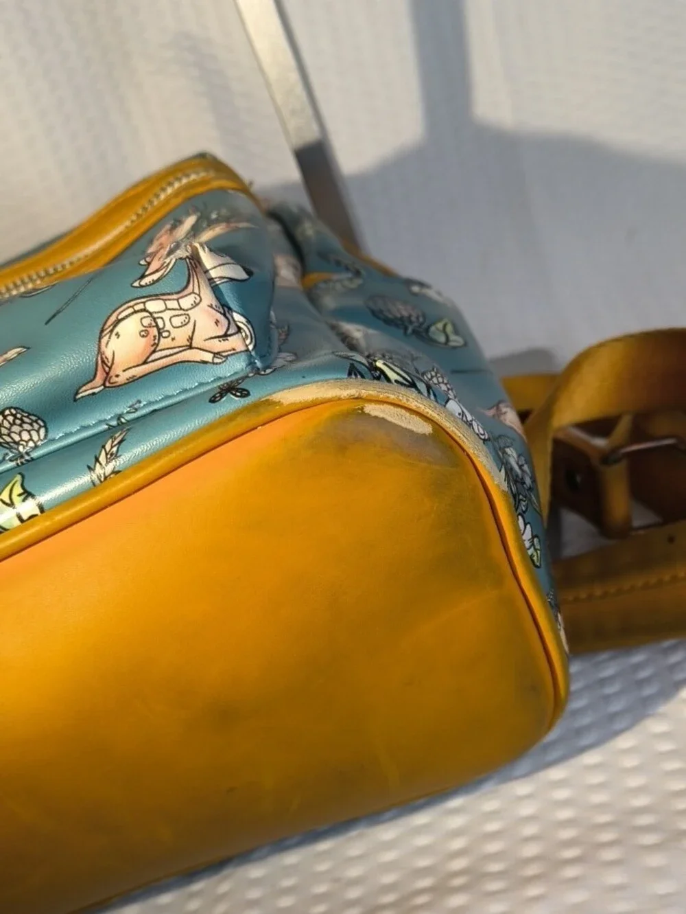 Loungefly Teal Bambi Floral Mini Backpack with Gold Trim